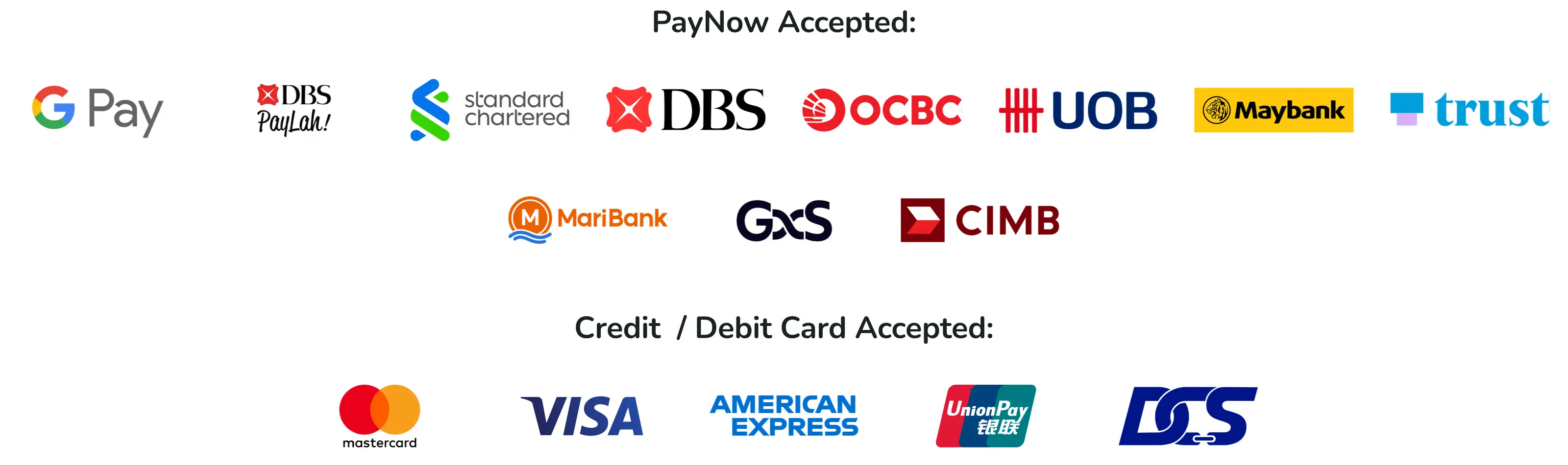 PayNow and card payment methods accepted